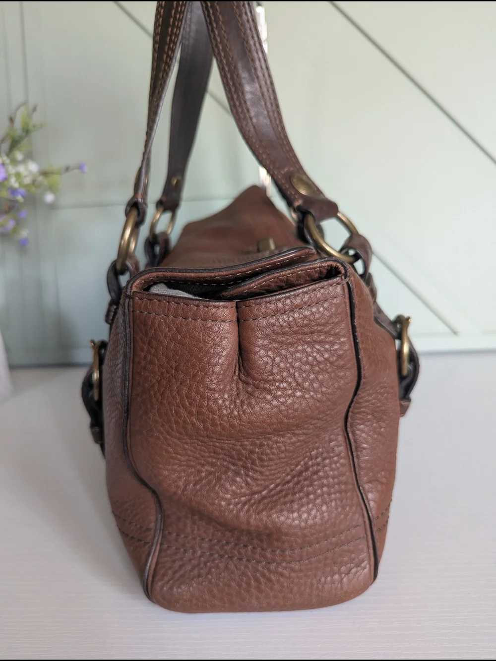 Coach Brown Pebbled Leather Shoulder Bag